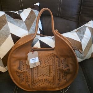 STS Ranchwear Tan Embossed Round Tote